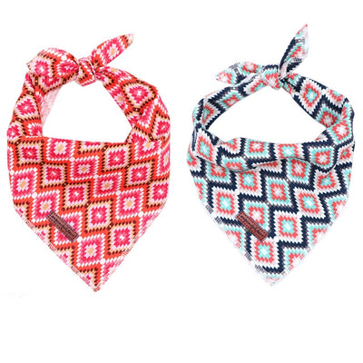 Aztec Red & Blue Pet Bandana Set 2/PK