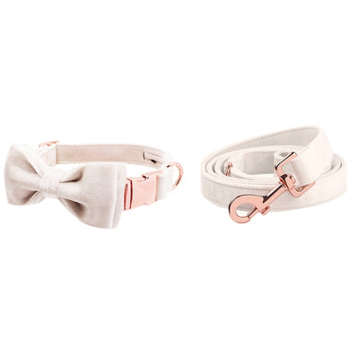 Puparazzi White Soft Velvet Collar with Bow tie