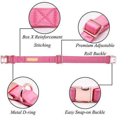 SOFT SILK COLLECTION DARK PINK COLLAR BOWTIE & LEASH