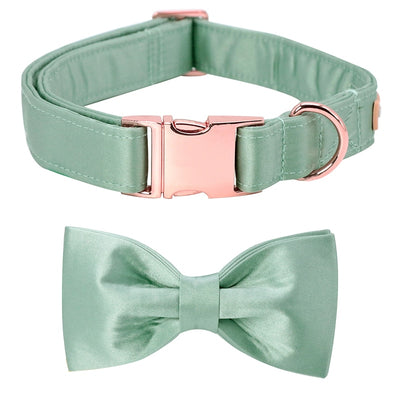SOFT SILK COLLECTION MINT GREEN COLLAR BOWTIE & LEASH