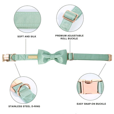 SOFT SILK COLLECTION MINT GREEN COLLAR BOWTIE & LEASH